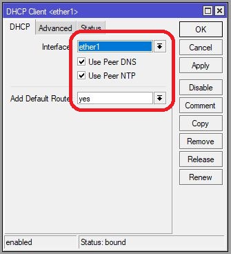 Konfigurace DHCP clienta